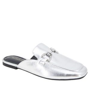BGBG Silver Buckle Loafer Mules